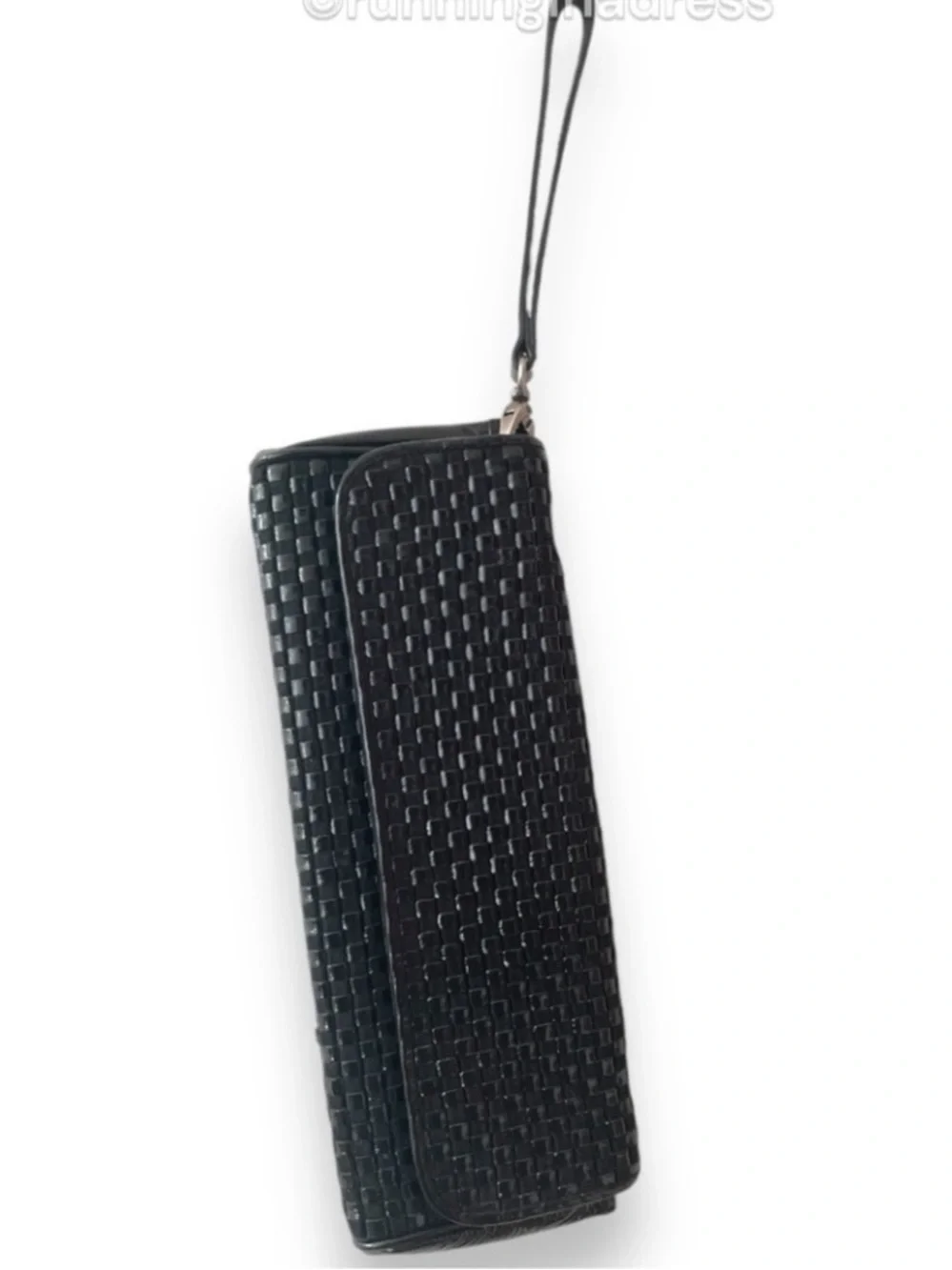 Vintage HOBO International Y2K Woven Patent Leather Clutch Wristlet Black Mint